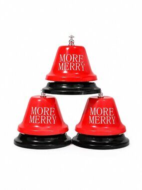 Lot of 3 More Merry Christmas Bells Holiday Desk Counter Bells 2 New In Box